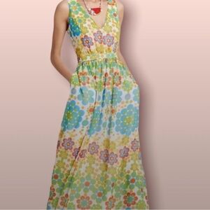Modcloth Muster the Length Maxi Dress in Retro Floral Dots size Small